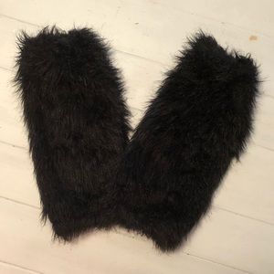 Black fur leg warmers